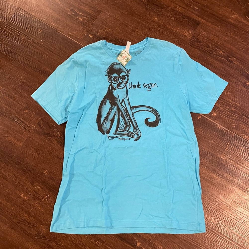 think vegan monkey tee NWT